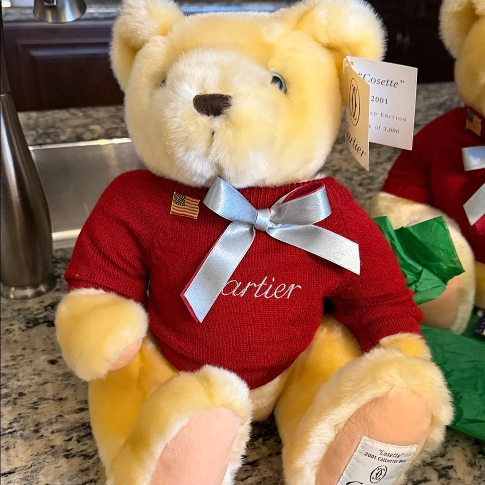 Cartier Cosette Teddy Bear with Red Sweater and Blue Bow #492 of 3000 - Picture 7 of 12